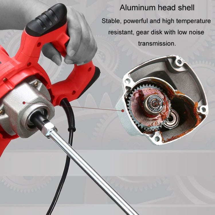 AOTUO 220V High Power Industrial Grade Electrical Mixer Handheld Concrete Paint Mixer(EU Plug Red)