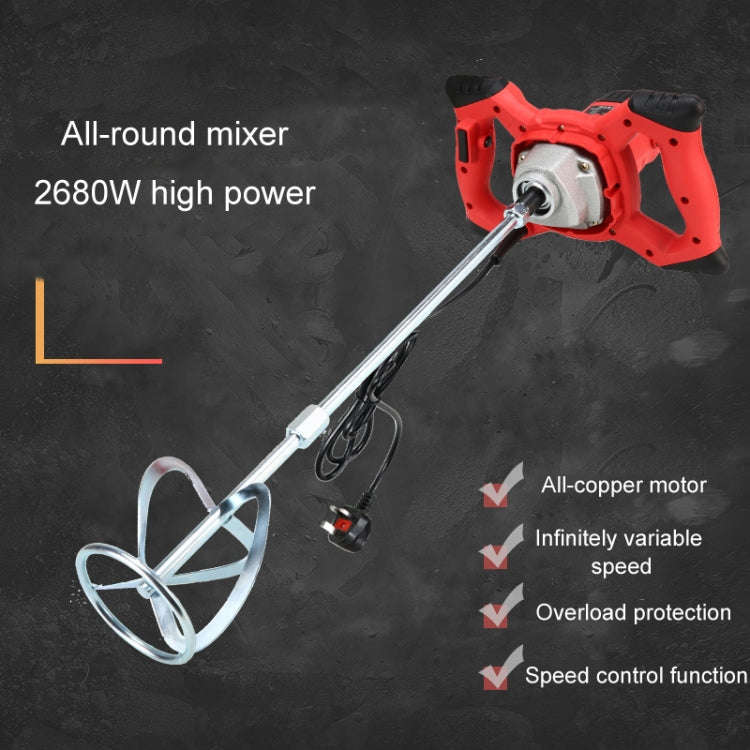 AOTUO 220V High Power Industrial Grade Electrical Mixer Handheld Concrete Paint Mixer(EU Plug Red)