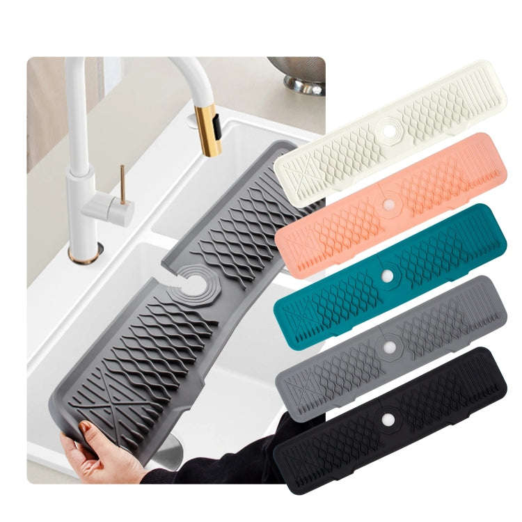 Slope Silicone Faucet Drain Pad Splash-proof Sink Faucet Mat(Black)