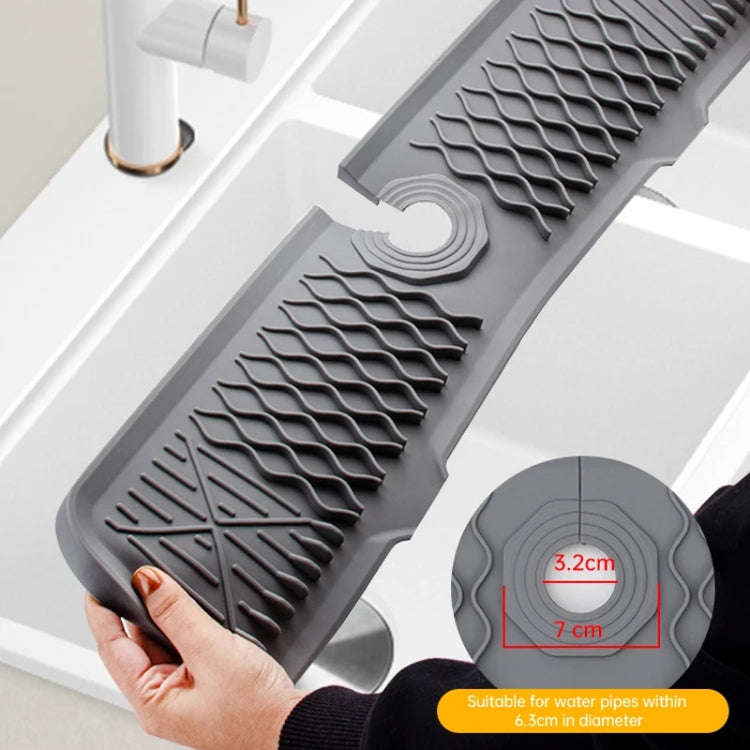 Slope Silicone Faucet Drain Pad Splash-proof Sink Faucet Mat(Black)