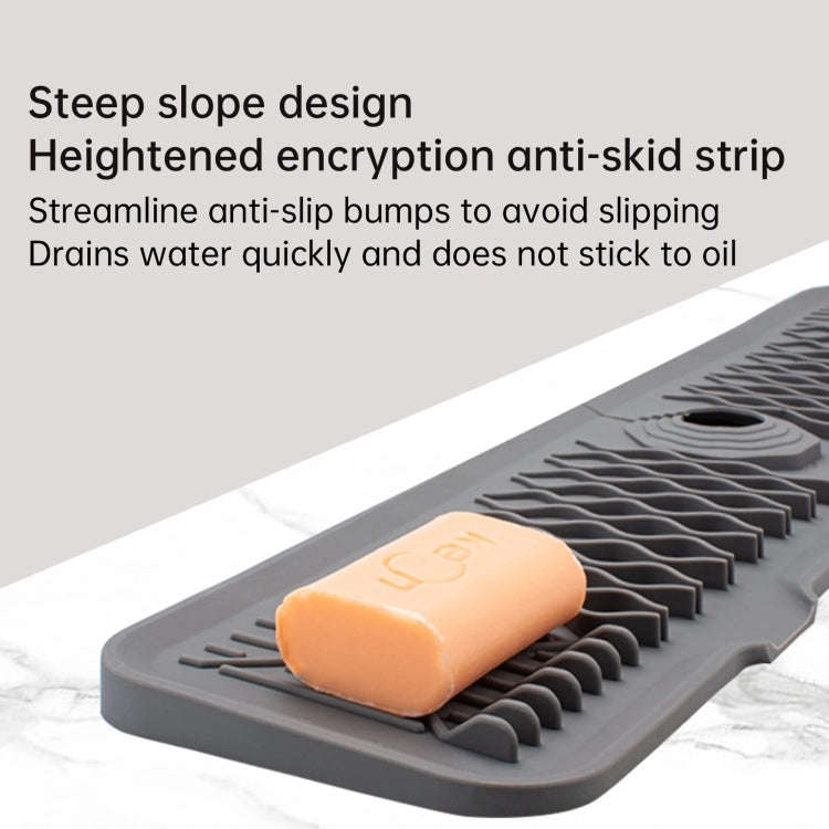 Slope Silicone Faucet Drain Pad Splash-proof Sink Faucet Mat(Black)