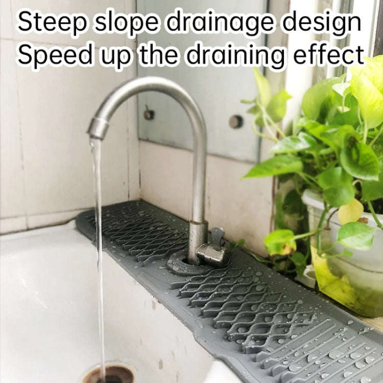 Slope Silicone Faucet Drain Pad Splash-proof Sink Faucet Mat(Beige)