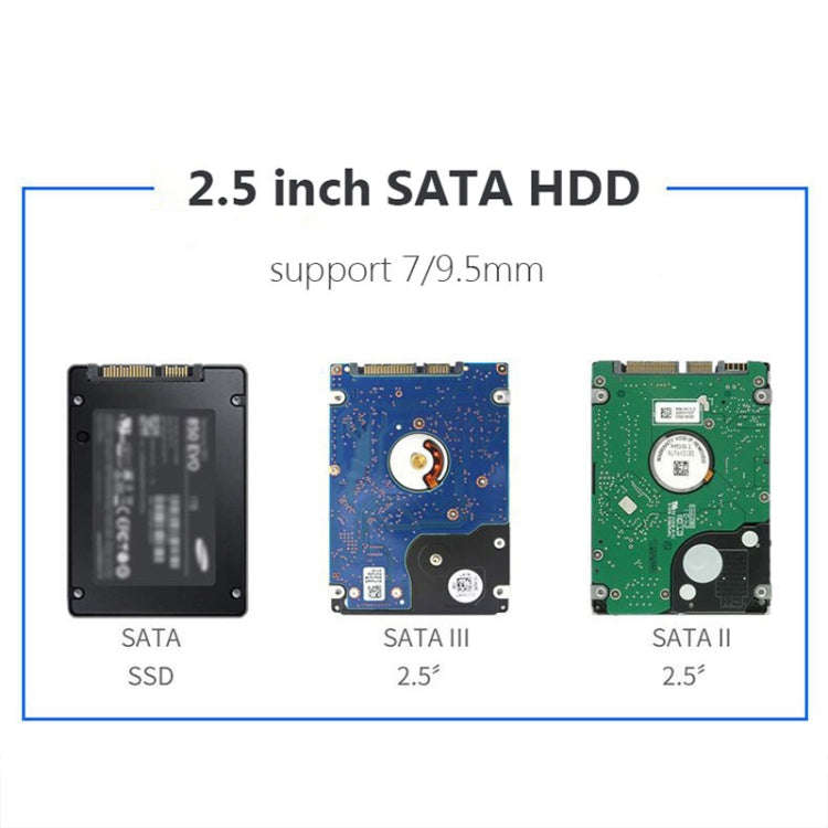 Blueendless MR23S 2.5-inch SATA Mobile Hard Disk Enclosure Tool-free Laptop External SSD, Spec: U...