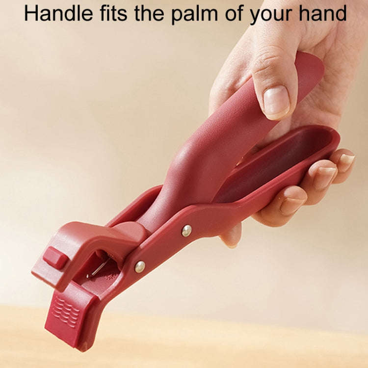 Household Anti-Scald Dish Clip Kitchen Non-Slip Insulated Plate Holder(Rose Red)