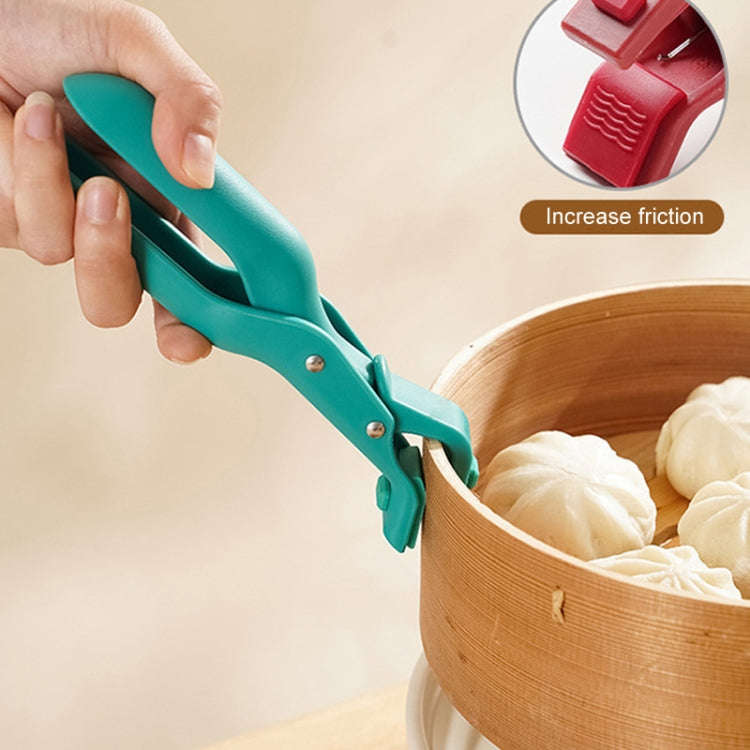 Household Anti-Scald Dish Clip Kitchen Non-Slip Insulated Plate Holder(Rose Red)