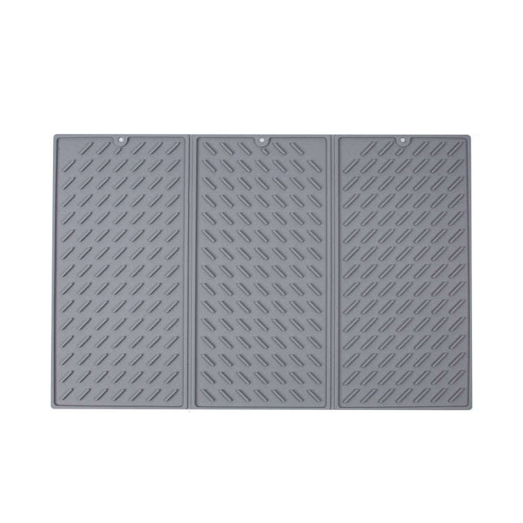62 x 40cm  Trifold Silicone Drain Pad Bowl and Dish Drying Mat for Kitchen Counter(Grey)