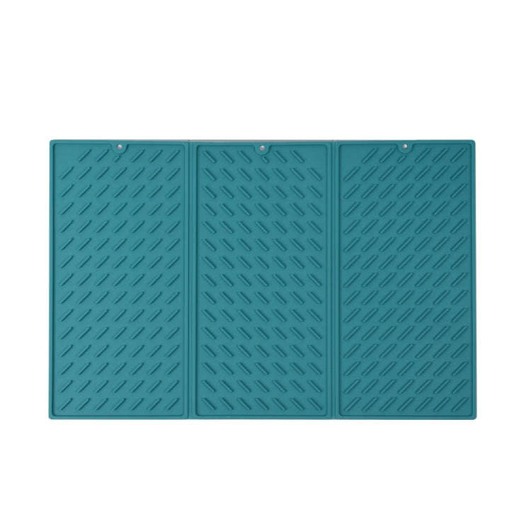 62 x 40cm  Trifold Silicone Drain Pad Bowl and Dish Drying Mat for Kitchen Counter(Green)
