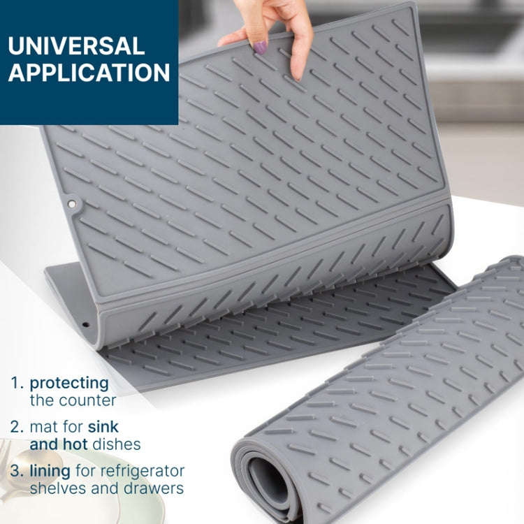 62 x 40cm  Trifold Silicone Drain Pad Bowl and Dish Drying Mat for Kitchen Counter(Black)