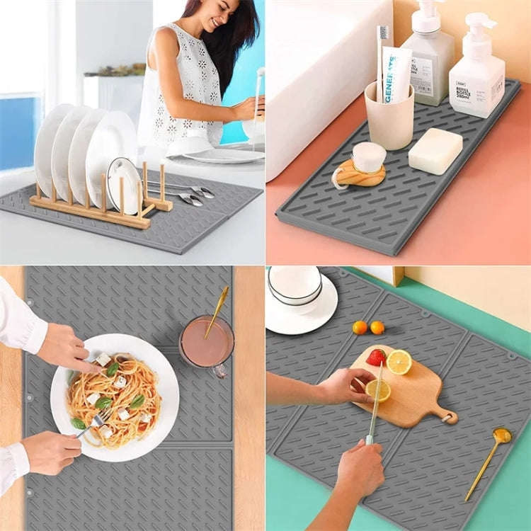 62 x 40cm  Trifold Silicone Drain Pad Bowl and Dish Drying Mat for Kitchen Counter(Green)