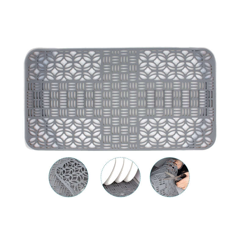 Silicone Sink Mat Cuttable Sink Pad Kitchen Cabinet Mat Dish Drainer Mat 66 x 35cm(Grey)