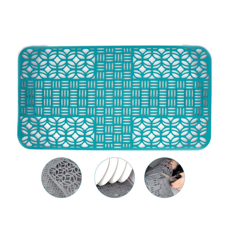 Silicone Sink Mat Cuttable Sink Pad Kitchen Cabinet Mat Dish Drainer Mat 66 x 35cm(Green)