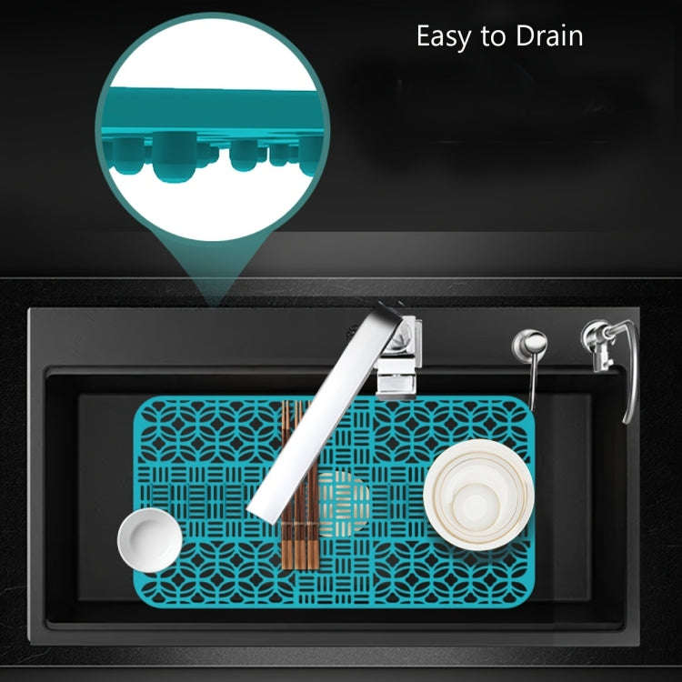 Silicone Sink Mat Cuttable Sink Pad Kitchen Cabinet Mat Dish Drainer Mat 66 x 35cm(Grey)