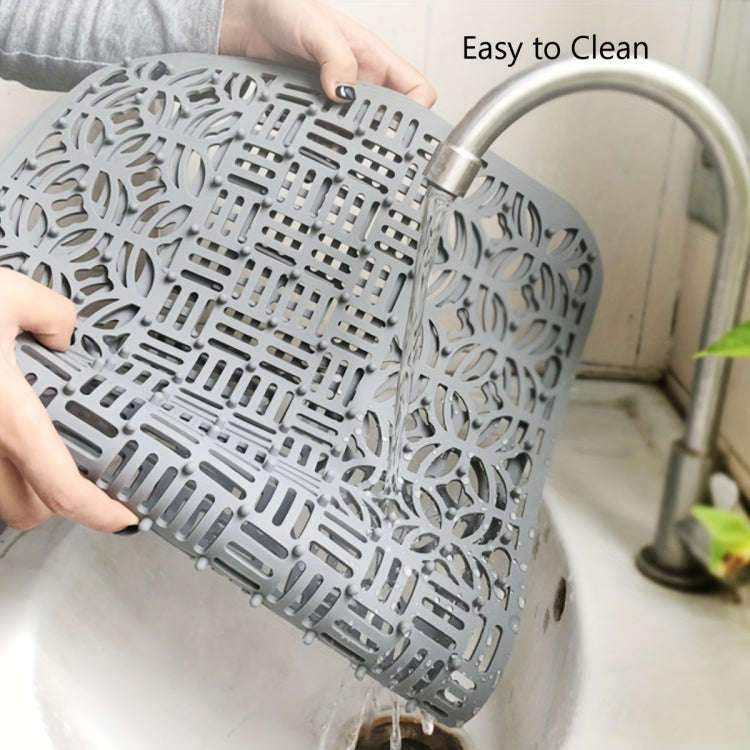 Silicone Sink Mat Cuttable Sink Pad Kitchen Cabinet Mat Dish Drainer Mat 66 x 35cm(Grey)