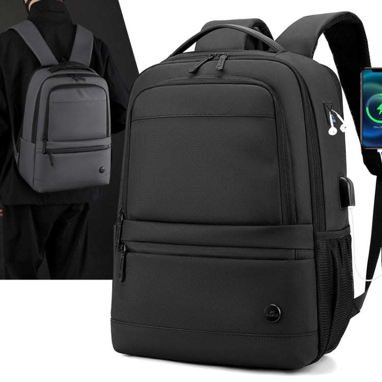 WEPOWER Men Expanded Casual Double Shoulder Bag Multifunctional USB Charging Backpack(Grey)