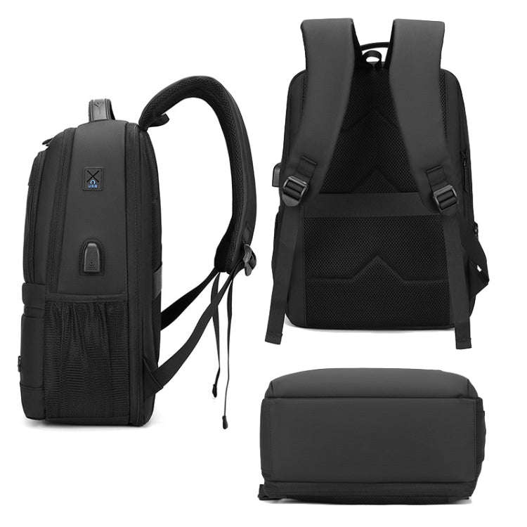 WEPOWER Men Expanded Casual Double Shoulder Bag Multifunctional USB Charging Backpack(Grey)