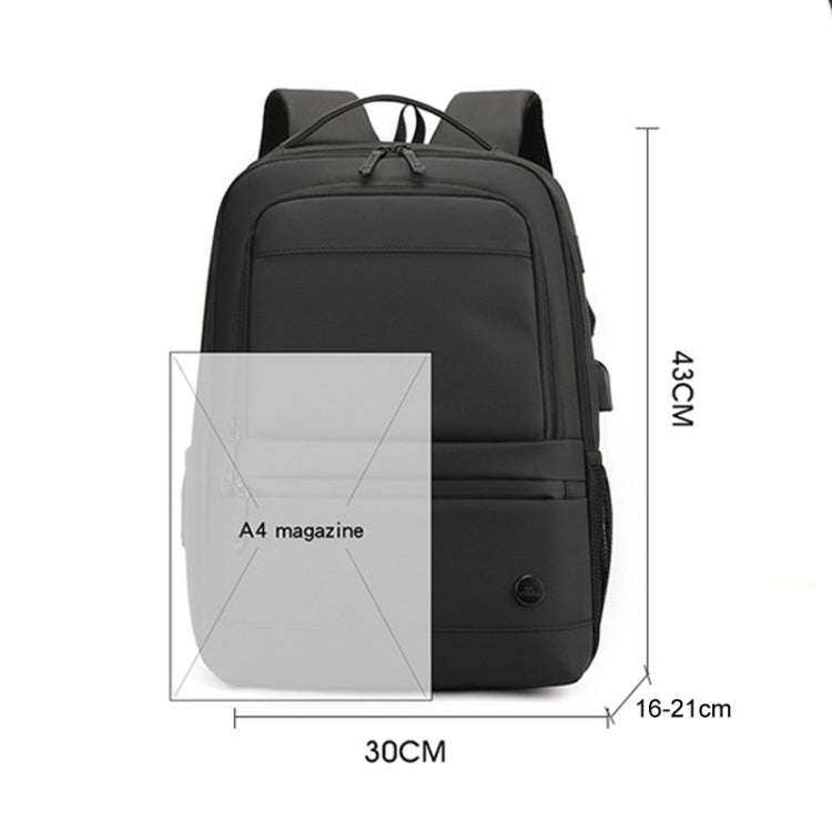 WEPOWER Men Expanded Casual Double Shoulder Bag Multifunctional USB Charging Backpack(Dark Blue)
