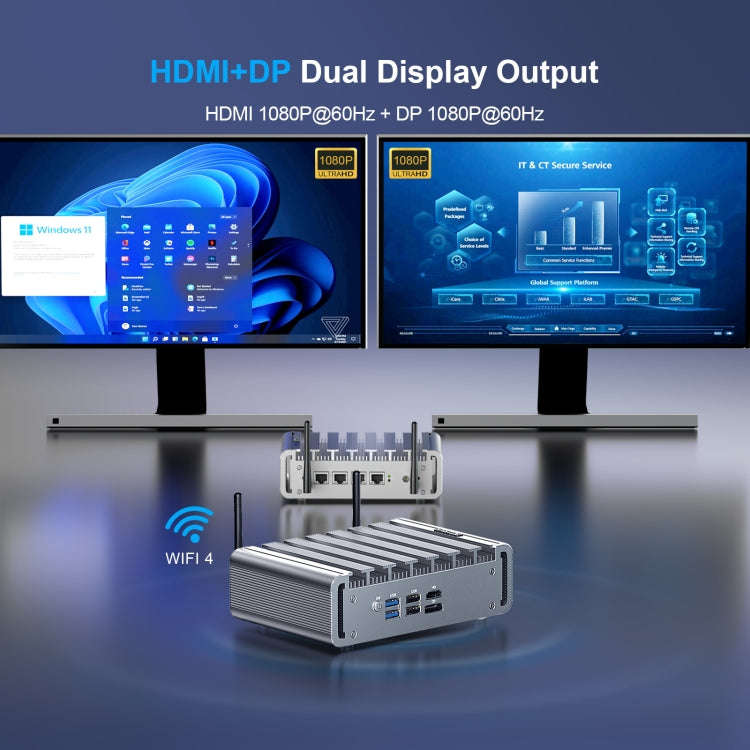 HYSTOU P09B-J4125-4L 8GB DDR4+128GB SSD Industrial Computer Soft Route From 2.5G Multi -Network H...