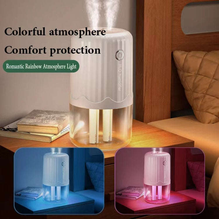T06 Large-Capacity Atmosphere Night Light Household Dual Spray Air Humidifier, Color: Pink Plug-in