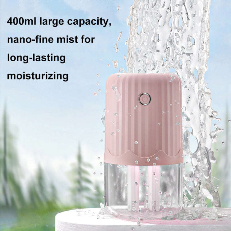 T06 Large-Capacity Atmosphere Night Light Household Dual Spray Air Humidifier, Color: Pink Battery