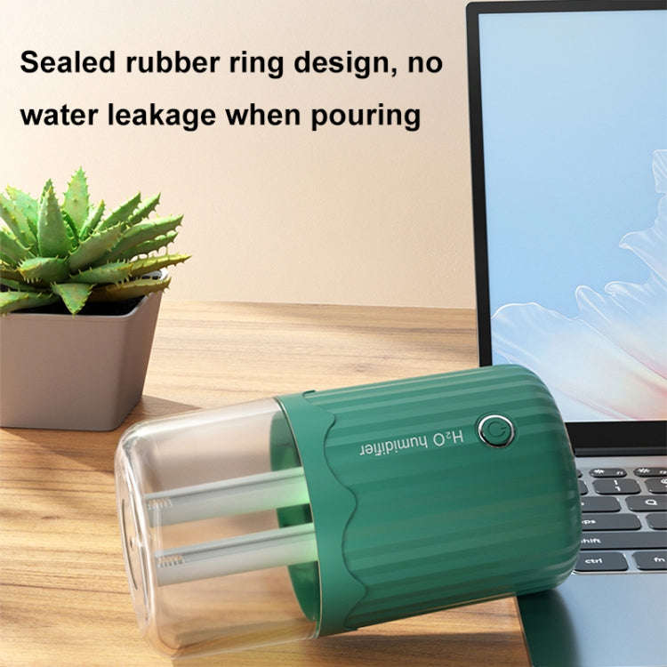 T06 Large-Capacity Atmosphere Night Light Household Dual Spray Air Humidifier, Color: Green Battery