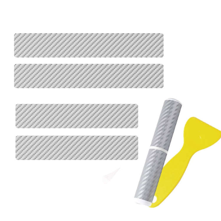 4pcs/Set Car Door Sill Strip PVC Anti-scratch Anti-dirt Protective Film(Carbon Fiber Gray)