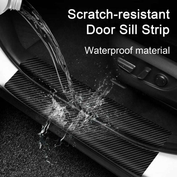 4pcs/Set Car Door Sill Strip PVC Anti-scratch Anti-dirt Protective Film(Carbon Fiber Gray)