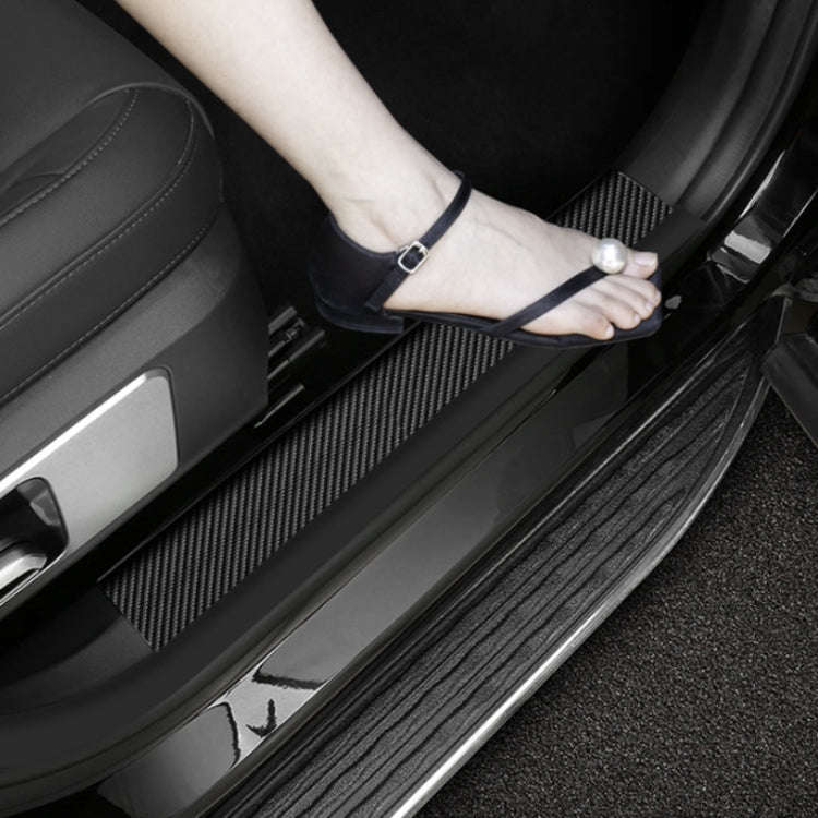 4pcs/Set Car Door Sill Strip PVC Anti-scratch Anti-dirt Protective Film(Carbon Fiber Gray)