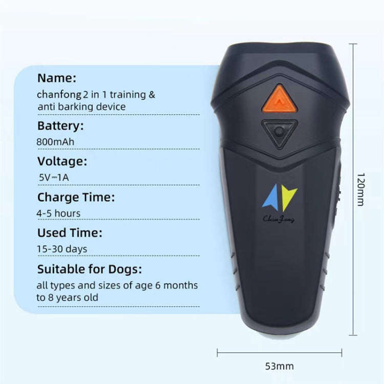 Chanfong Ultrasonic Handheld Dog Repeller Portable Dual Probe High Power Stop Barker(Black)