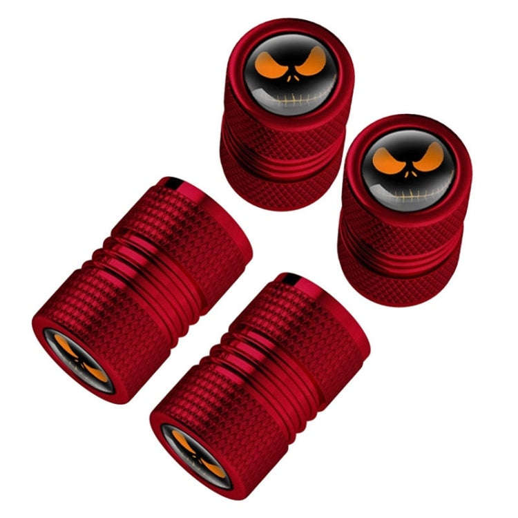 4pcs /Set Lantern Ghost Head Tire Modified Valve Cap(Red)