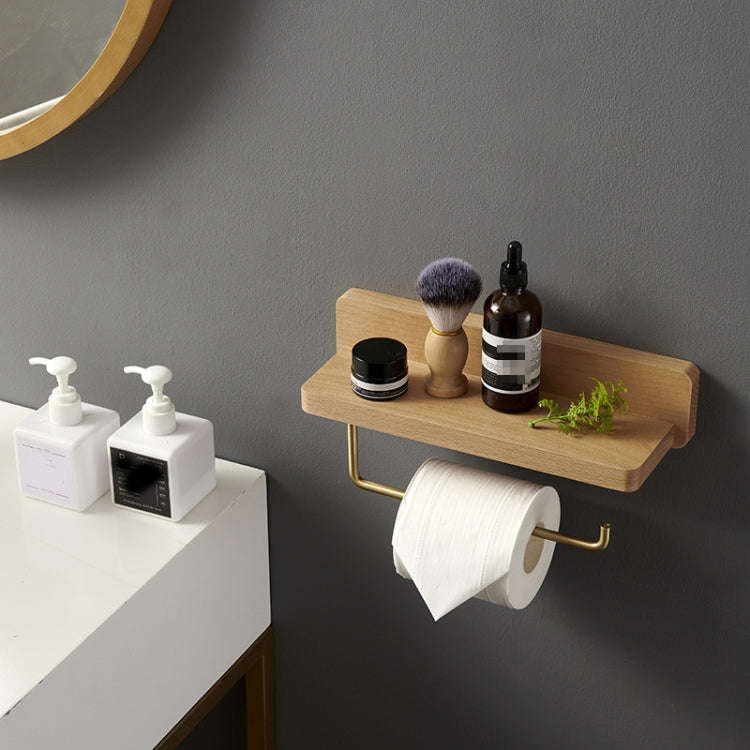 20cm Beech Wood Wall-Mounted Paper Towel Rack Bathroom Shelf Roll Tissue Holder