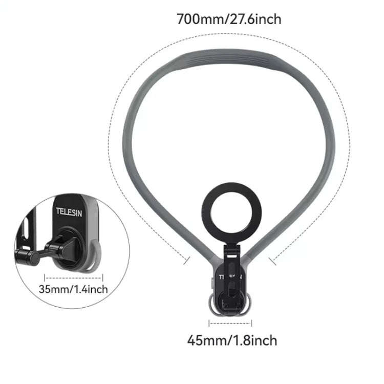 TELESIN MNM-002 Magsafe Magnetic Suction Mobile Phone Hanging Neck POV Viewing Angle Lazy Stand(G...