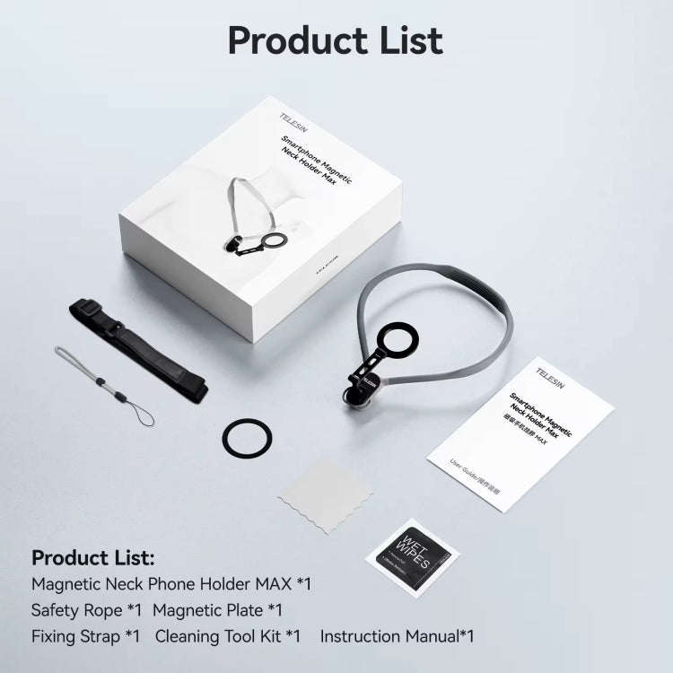 TELESIN MNM-002 Magsafe Magnetic Suction Mobile Phone Hanging Neck POV Viewing Angle Lazy Stand(G...