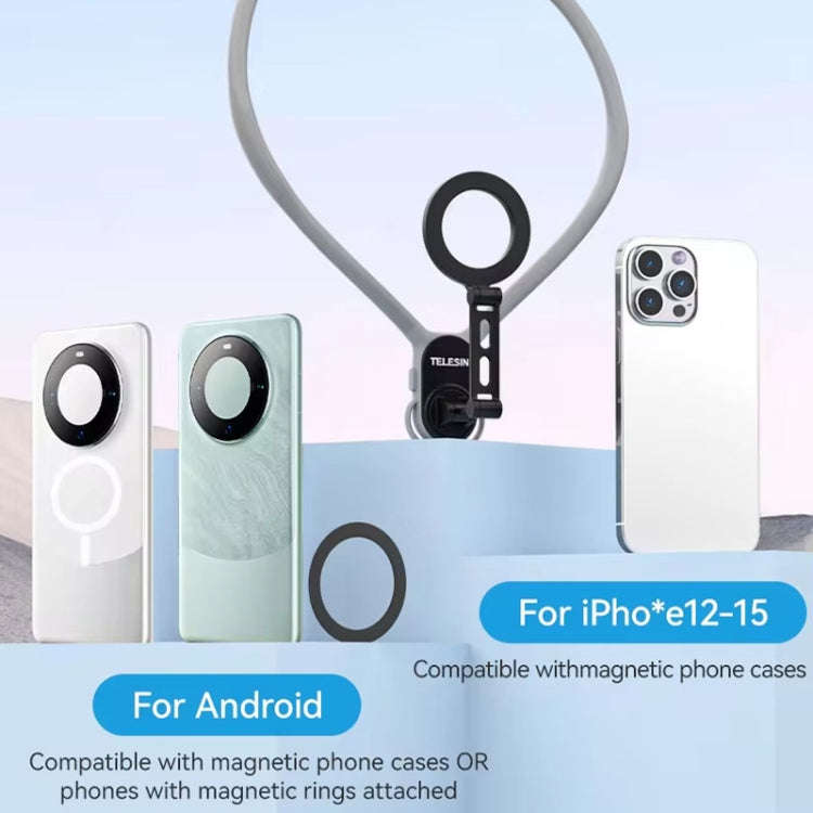 TELESIN MNM-002 Magsafe Magnetic Suction Mobile Phone Hanging Neck POV Viewing Angle Lazy Stand(G...