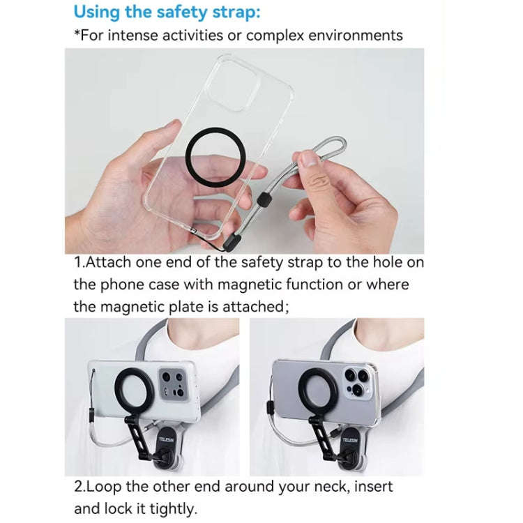TELESIN MNM-002 Magsafe Magnetic Suction Mobile Phone Hanging Neck POV Viewing Angle Lazy Stand(G...