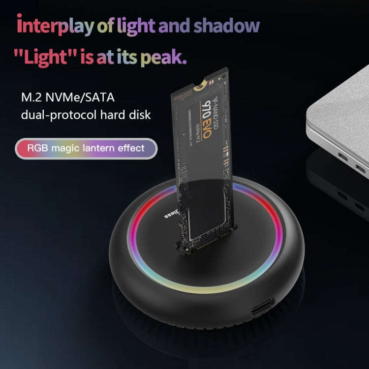 Blueendless SD03C M.2 NVMe / NGFF Dual-Protocol SSD Base With RGB Color Light, Spec: 2-in-1