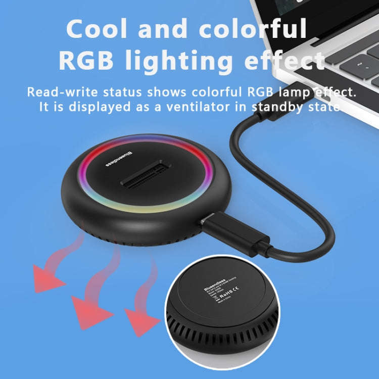 Blueendless SD03C M.2 NVMe / NGFF Dual-Protocol SSD Base With RGB Color Light, Spec: Type-C-USB