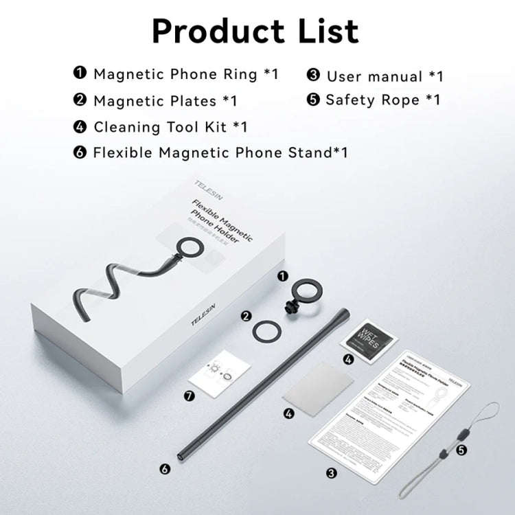 TELESIN P3-FM-01 Flexible Magnetic Fast Disassembly Magsafe Mobile Phone Bracket Sports Camera En...