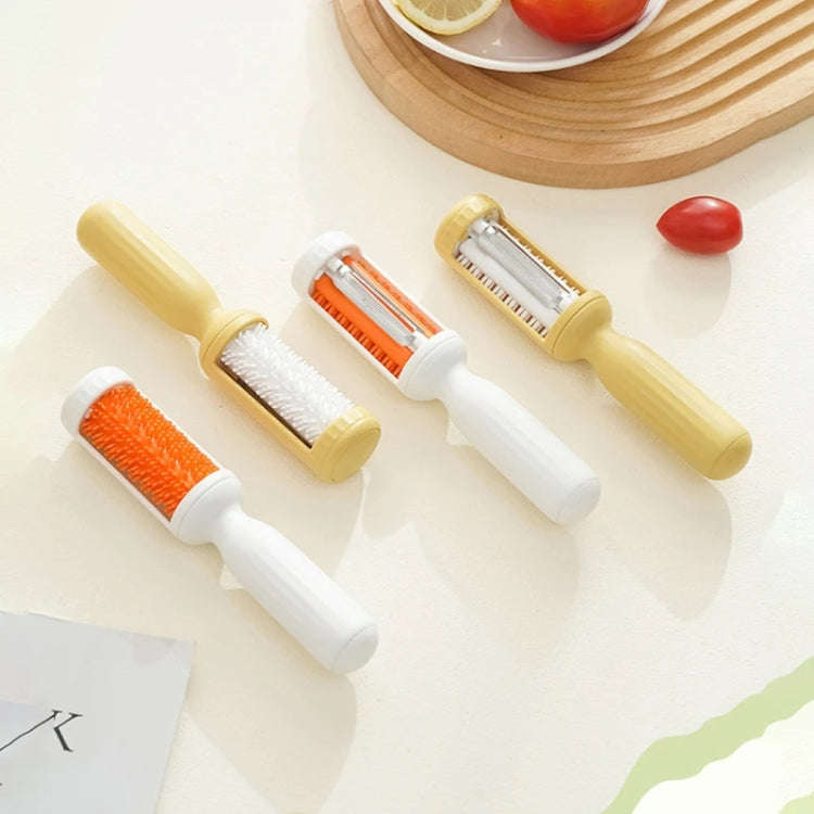 2 In 1  Peeler With Cleaning Brush Household Fruit Potato Vegetable Peeler(Yellow)