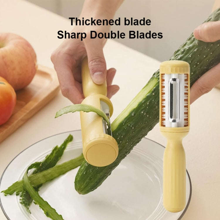 2 In 1  Peeler With Cleaning Brush Household Fruit Potato Vegetable Peeler(Yellow)