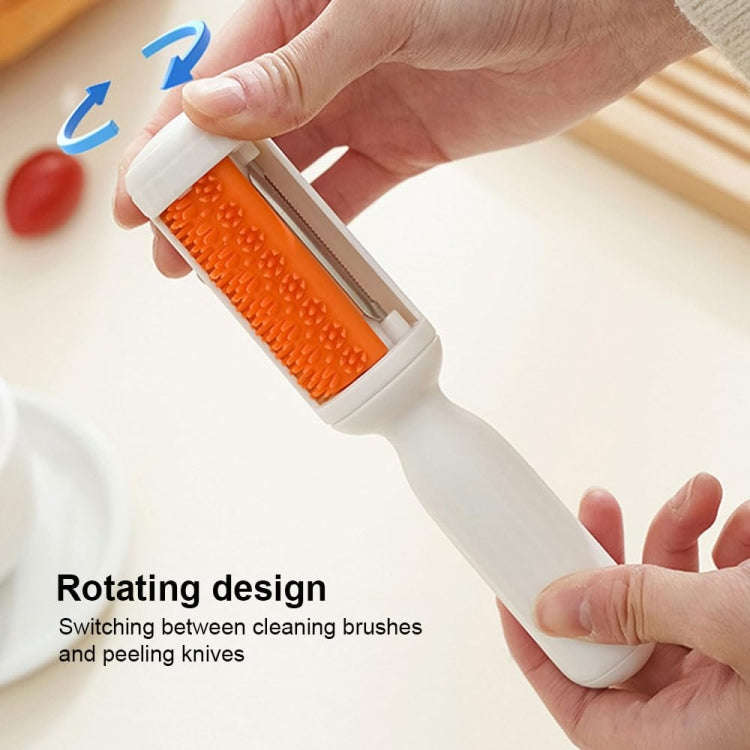 2 In 1  Peeler With Cleaning Brush Household Fruit Potato Vegetable Peeler(Yellow)