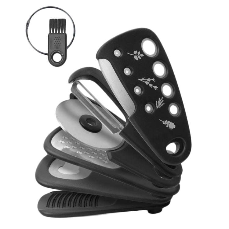 6 In 1 Stackable Kitchen Gadgets Melon Peeler Herb Chopper Garlic Grater Can Opener Pizza Cutter(...