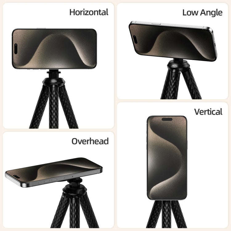 TELESIN P3-FM-02 Flexible Magnetic Suction Mobile Phone Tripod Magsafe Octopus Desktop Fixed Bracket