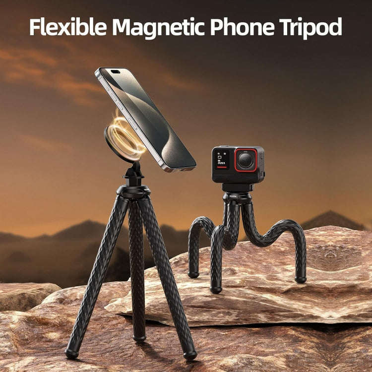 TELESIN P3-FM-02 Flexible Magnetic Suction Mobile Phone Tripod Magsafe Octopus Desktop Fixed Bracket