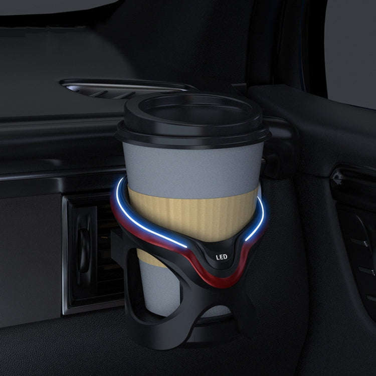 Car Cup Holder Air Conditioner Outlet Multifunctional Storage Rack, Color: Black Red LED Light