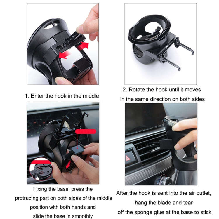 Car Cup Holder Air Conditioner Outlet Multifunctional Storage Rack, Color: Black Red LED Light
