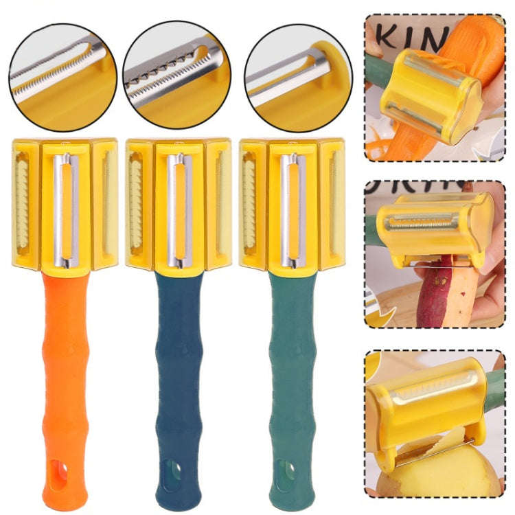3-in-1 Household Kitchen Vegetable and Fruit Stainless Steel Peeling Knife(Orange)