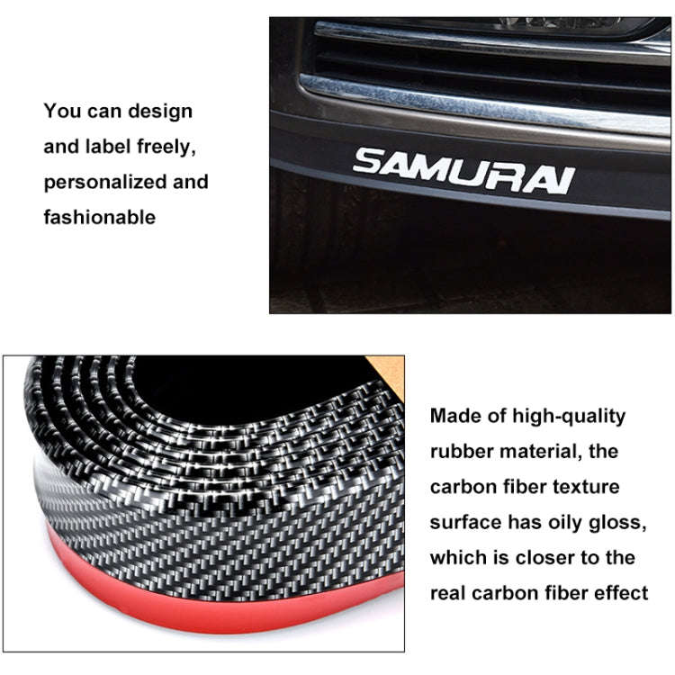 SAMURAI 2.5m Carbon Fiber Car Front Lip Anti-Collision Bumper Modification Strip Supplies, Color:...