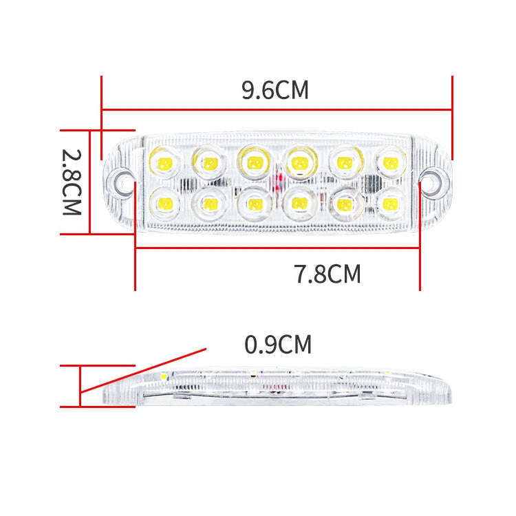 6pcs 12-Bead LED Flashing Warning Lights Motorcycle RV Signal Lights(White Light)