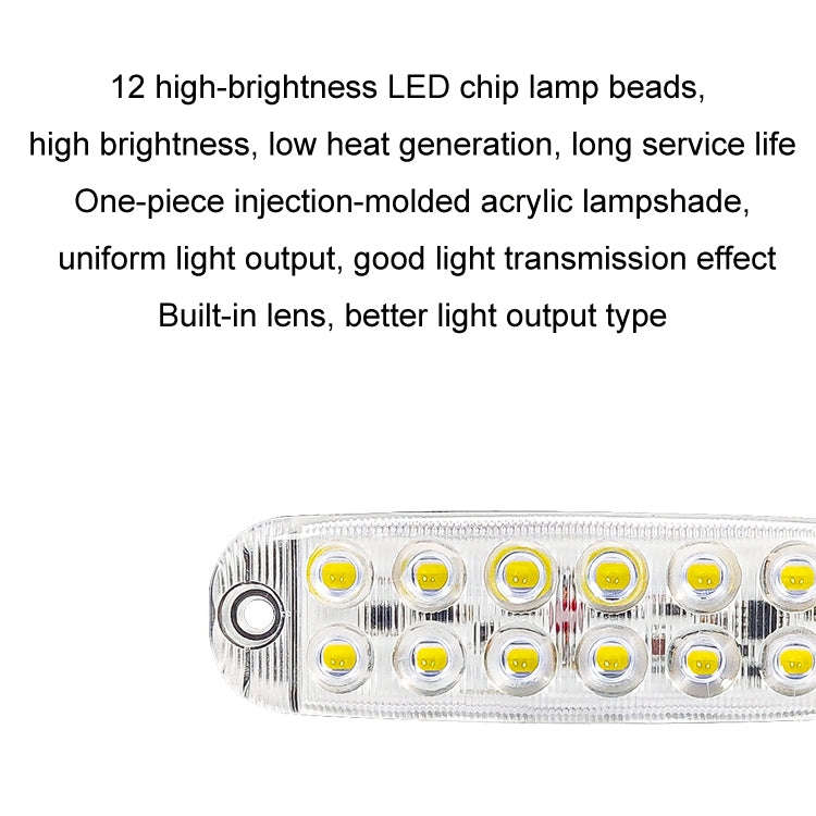 6pcs 12-Bead LED Flashing Warning Lights Motorcycle RV Signal Lights(White Light)