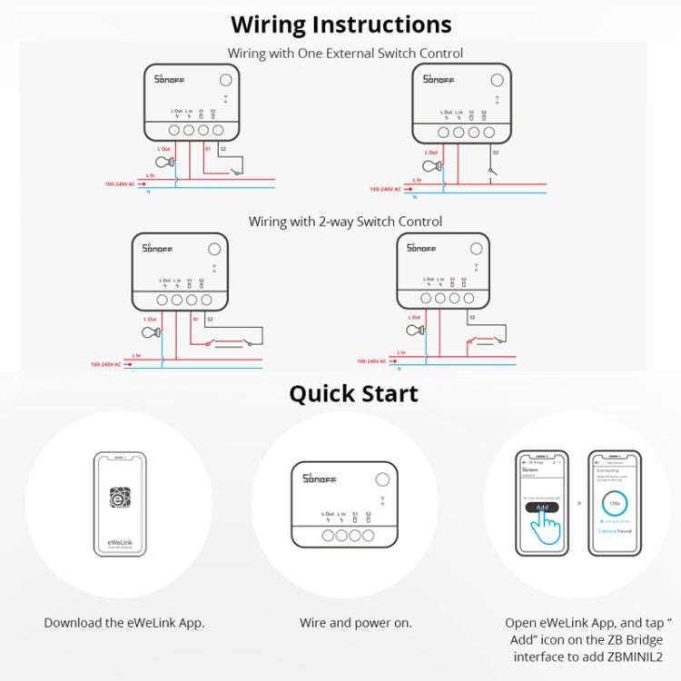 SONOFF ZBMINI L2 Single Fire Dual Control Intelligent On/Off Switch Module Cell Phone Remote Voic...